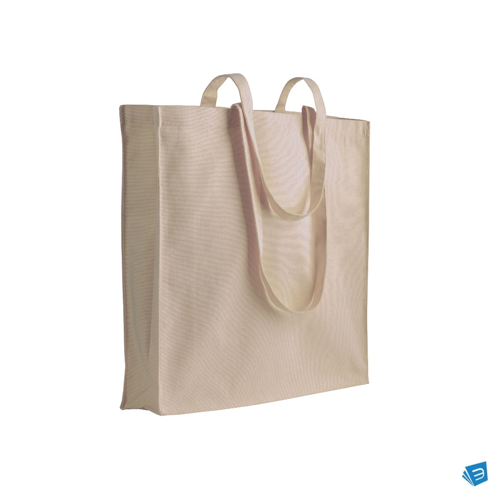 Shopper in cotone 180 g/m2, manici lunghi e soffietto