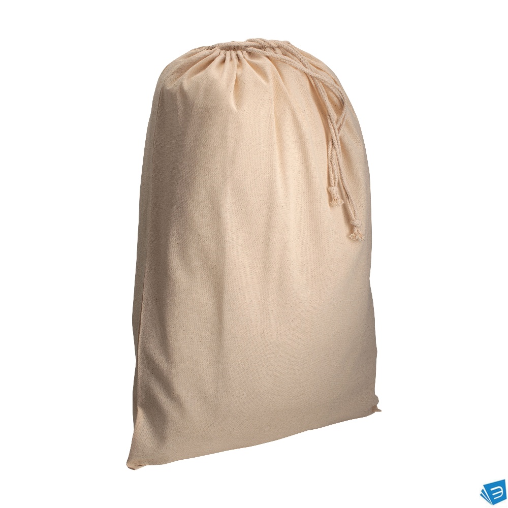 Sacchetto in cotone naturale 120 g/m2 con chiusura a strozzo, 50 x 75 cm