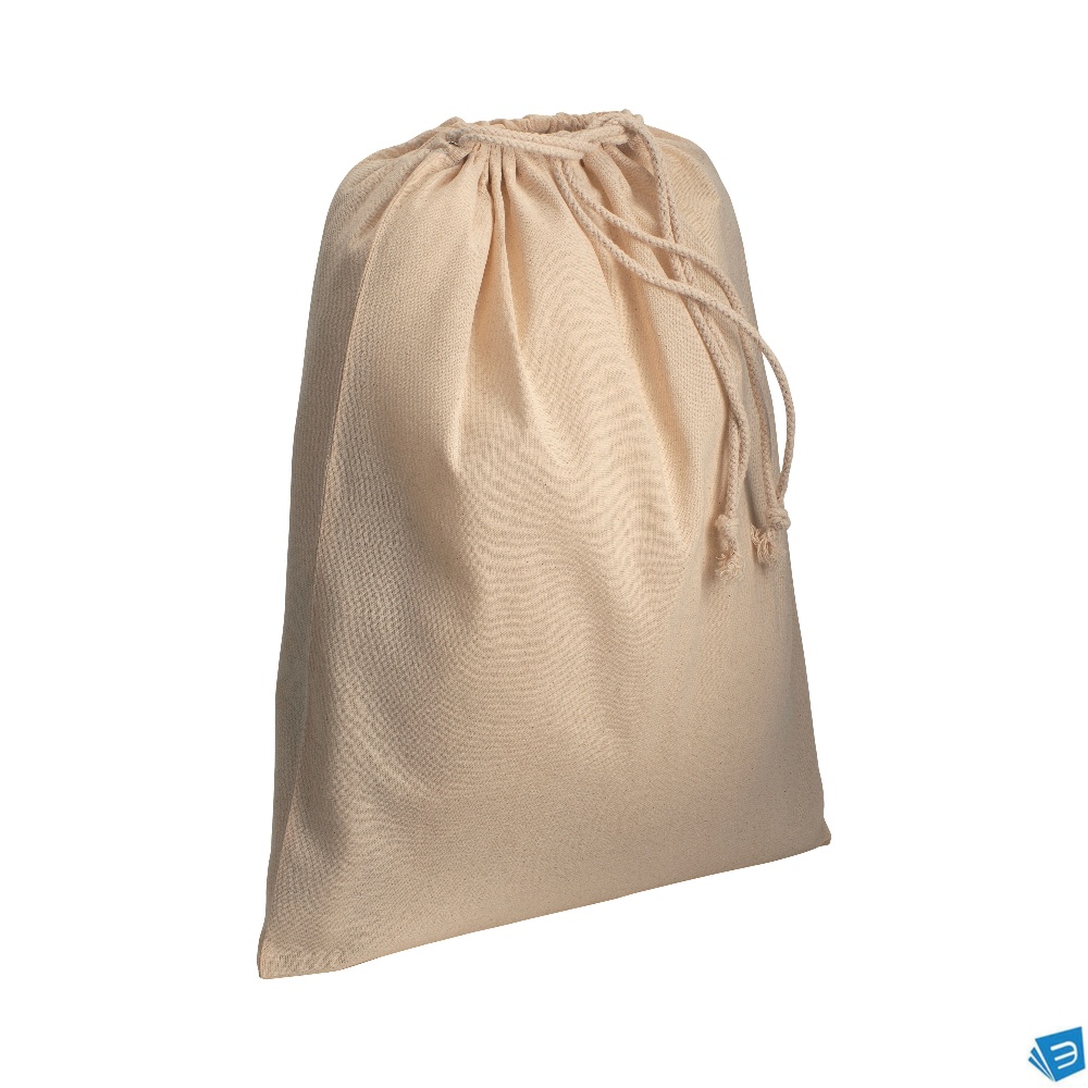 Sacchetto in cotone naturale 120 g/m2 con chiusura a strozzo, 40 x 50 cm