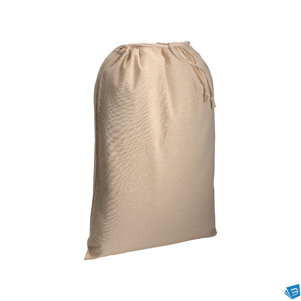 Sacchetto in cotone naturale 120 g/m2 con chiusura a strozzo, 30 x 45 cm