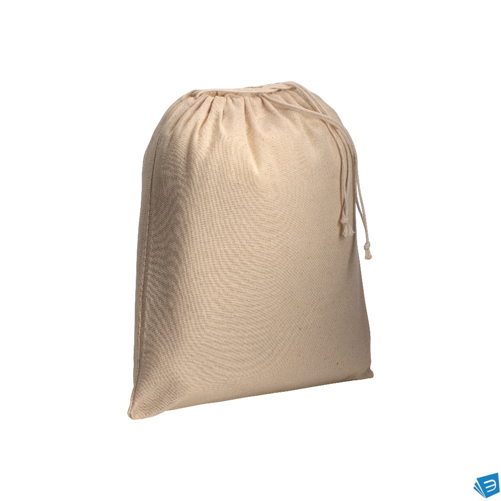 Sacchetto in cotone naturale 120 g/m2 con chiusura a strozzo, 25 x 30 cm