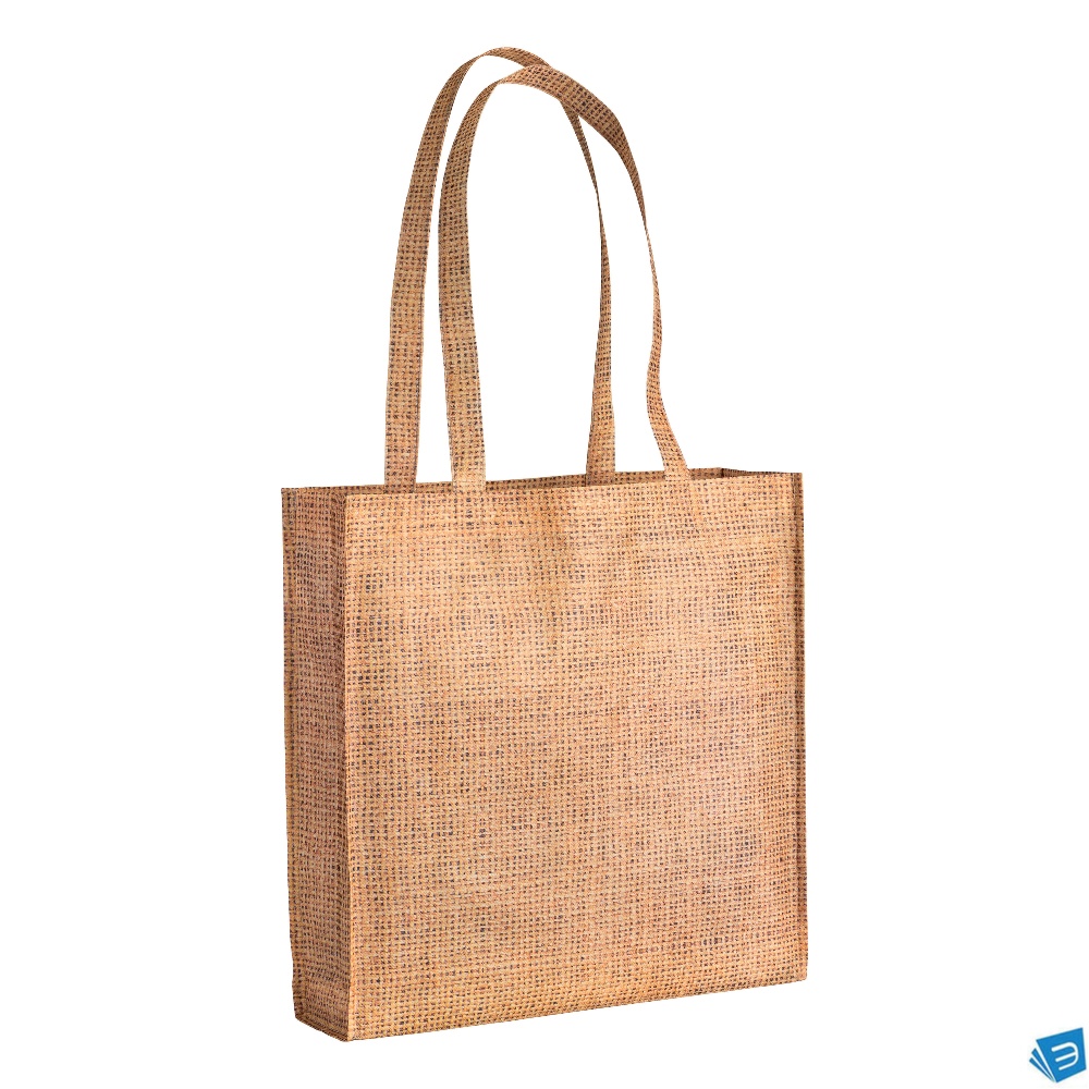 Shopper con soffietto in TNT stampato con effetto juta