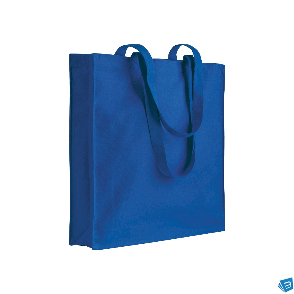 Shopper in cotone 180 g/m2, manici lunghi e soffietto