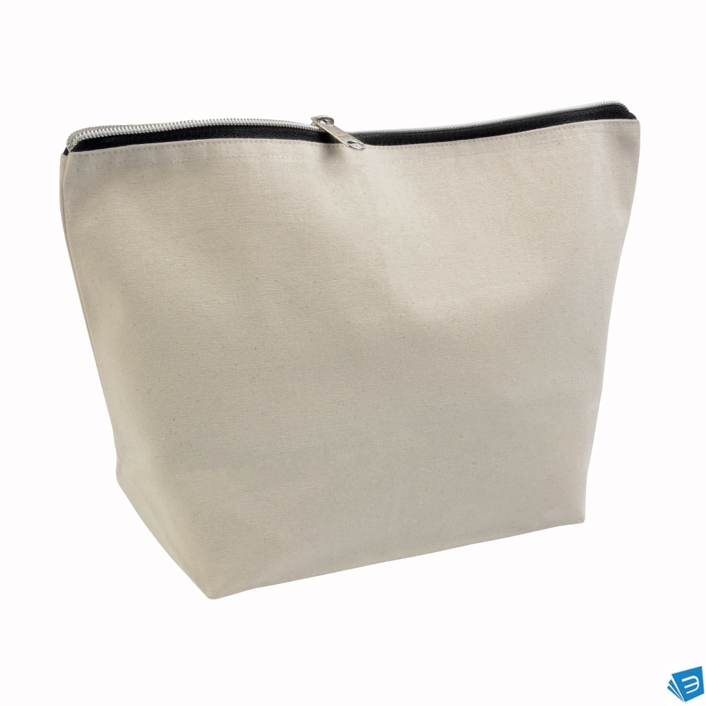 Beauty case in cotone spazzolato 10 oz con chiusura zip