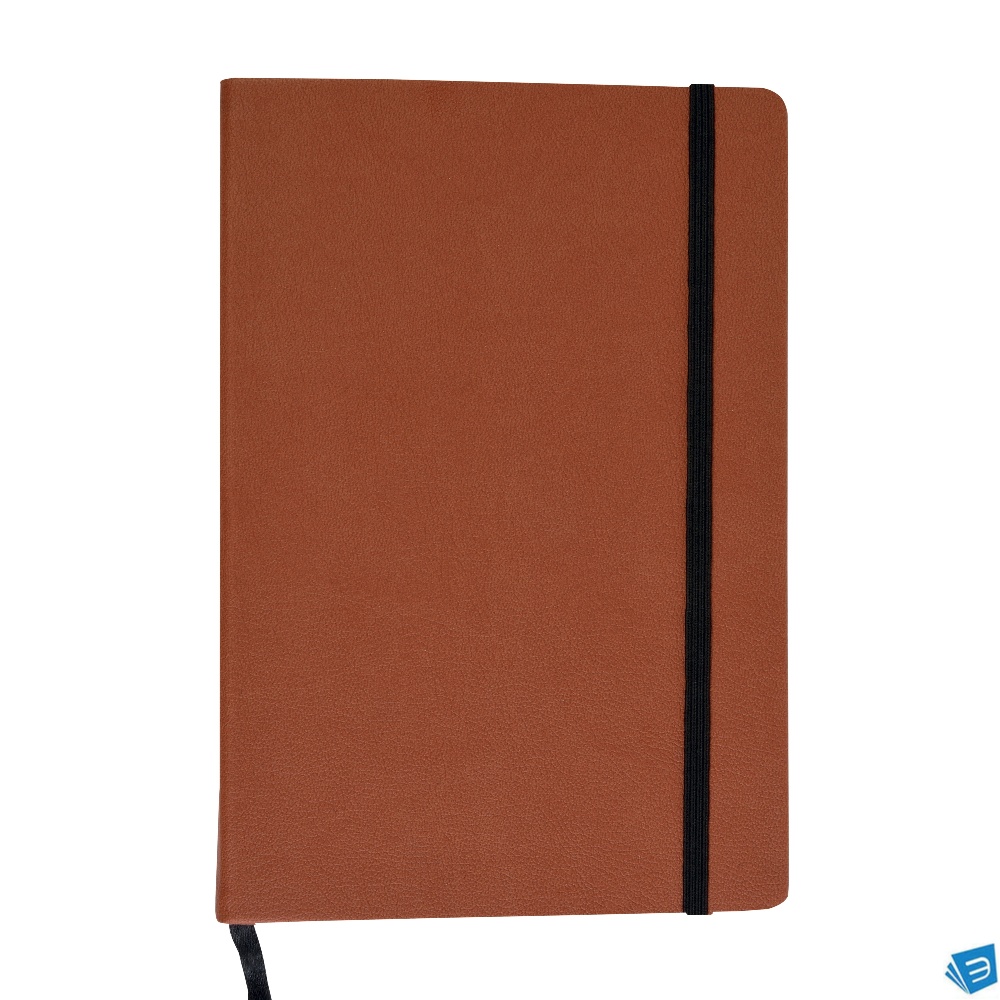 Quaderno in PU con elastico, fogli a righe color avorio (80 pag.), segnalibro in raso