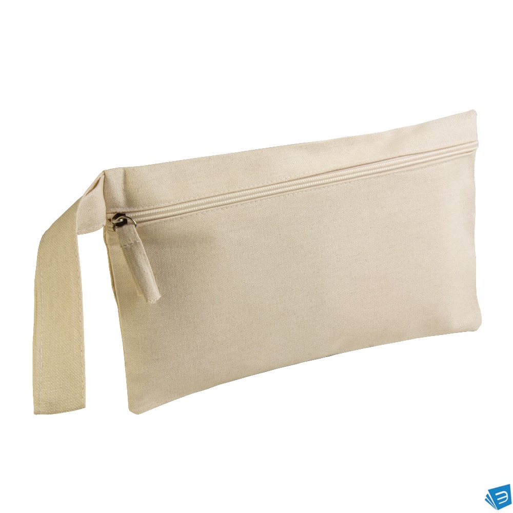 Porta documenti in cotone 100% con chiusura zip e pratica maniglia