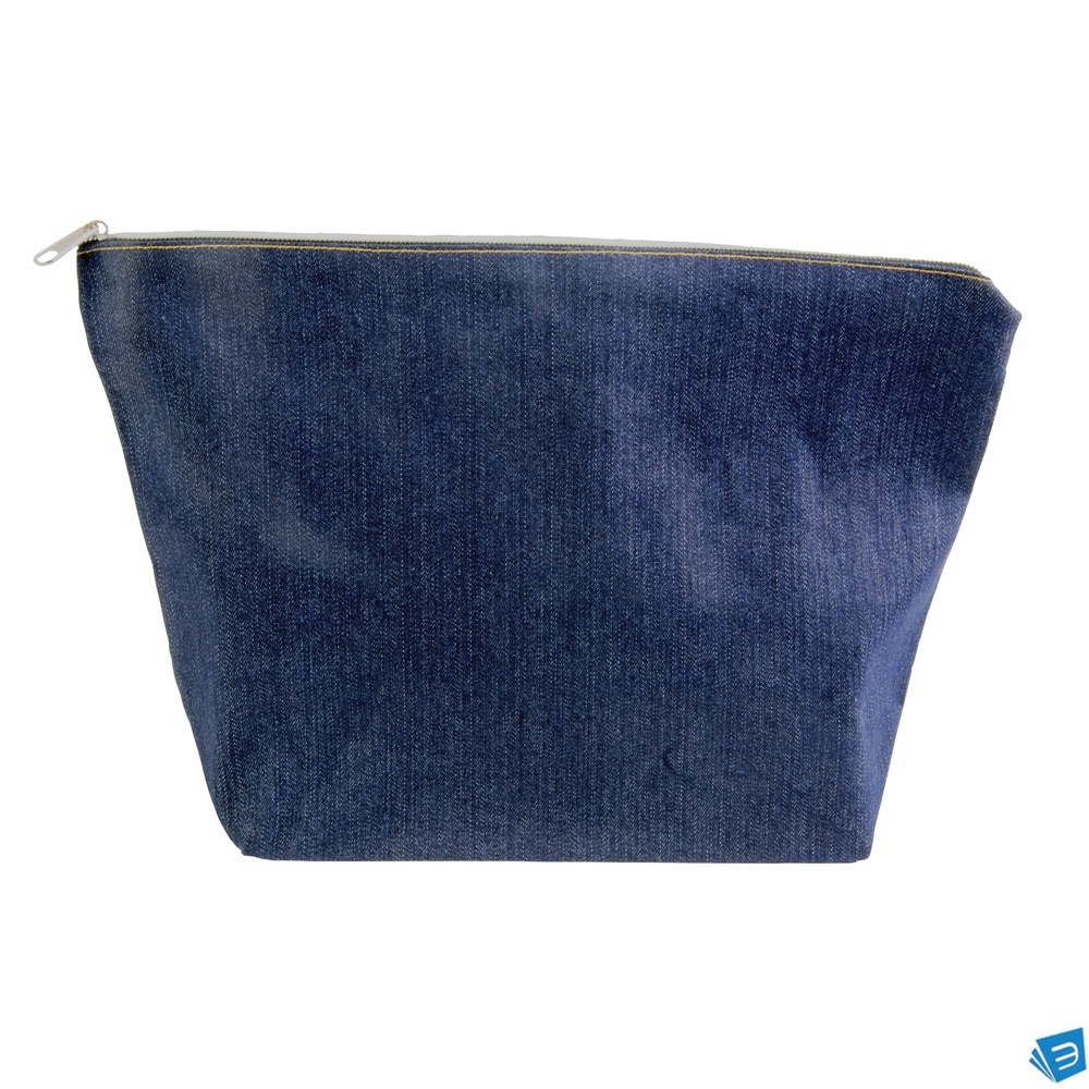 Beauty case in cotone DENIM 220 g/m2 (85% cotone - 15% poliestere) con chiusura zip