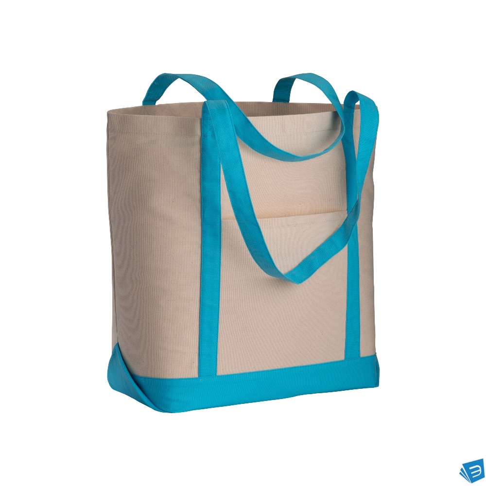 Shopper con soffietto alla base in cotone naturale