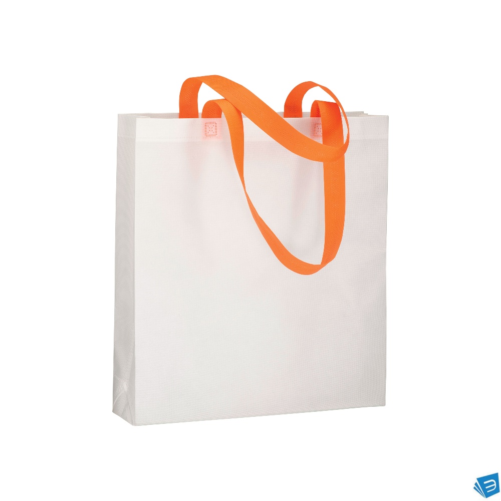 Shopper con soffietto in TNT 80 g/m2 termosaldato, manici lunghi