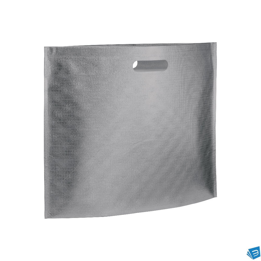 Shopper in TNT laminato metallizzata, manici corti