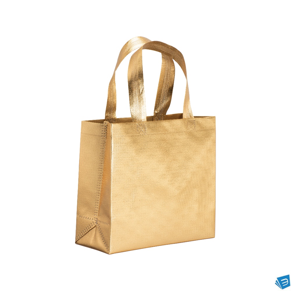 Mini shopper in TNT laminato metallizzata, manici corti e soffietto