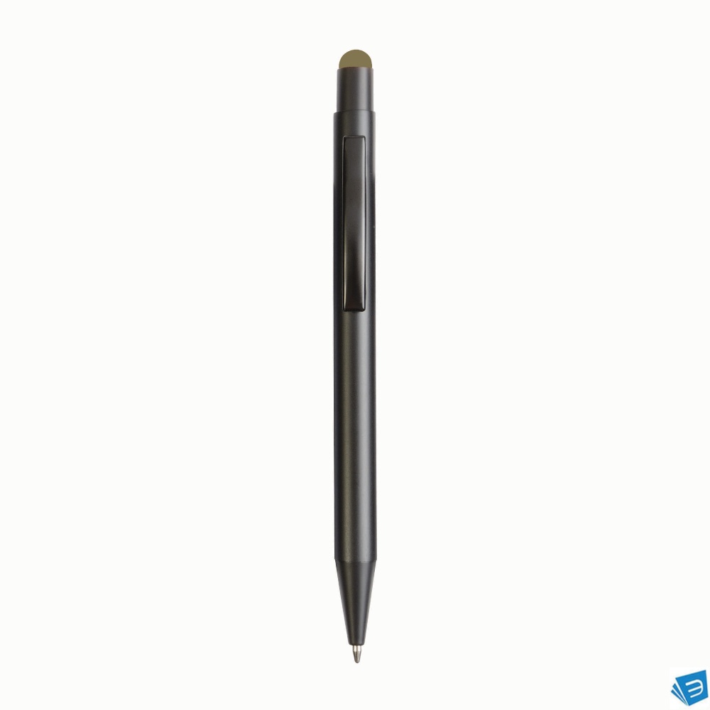 Penna  in alluminio. Il logo inciso a laser diventa dello stesso colore del touch screen.