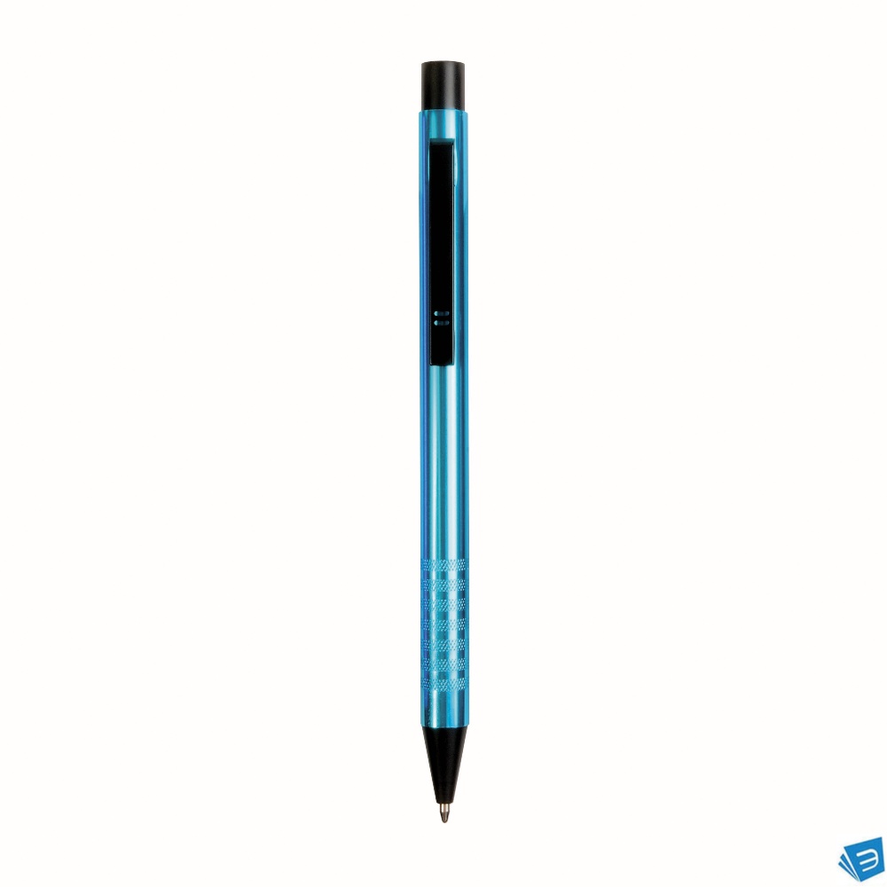 Penna in alluminio con clip nera in metallo