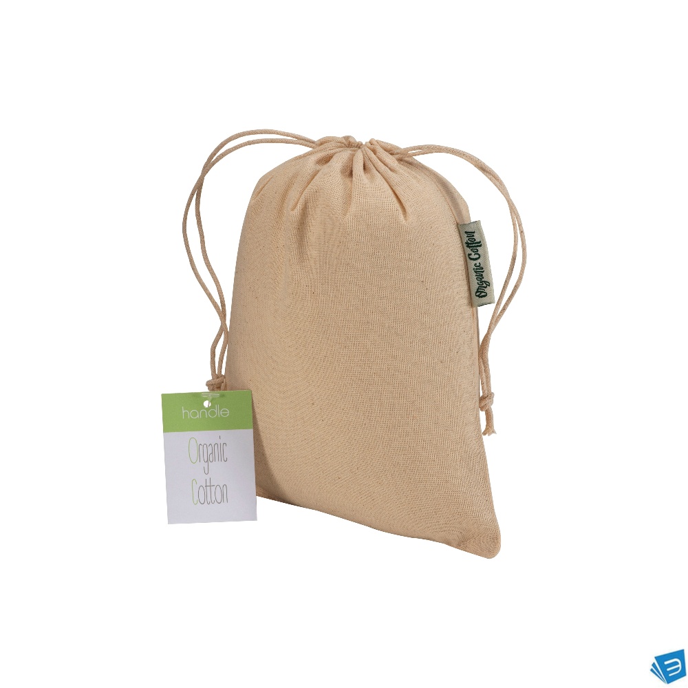 Sacchetto regalo in cotone organico 140g/m2, 15 x 20 cm