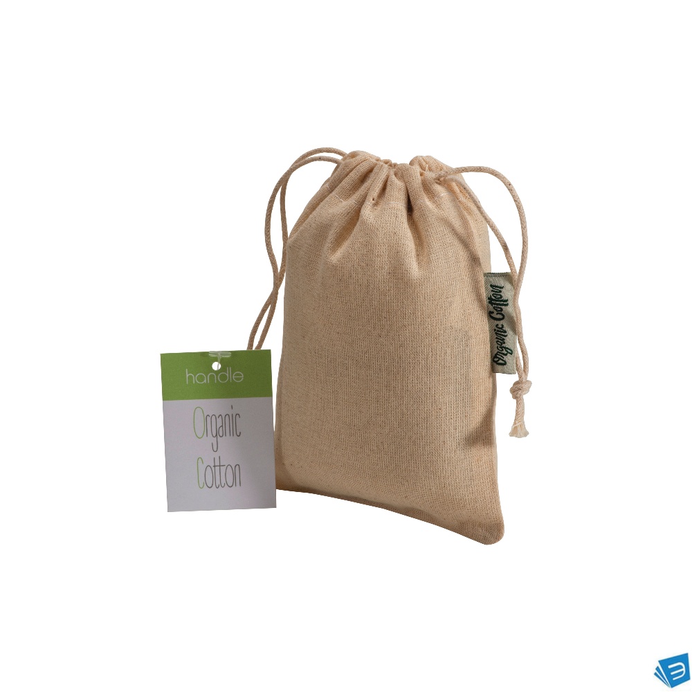 Sacchetto regalo in cotone organico 140g/m2, 10 x 14 cm