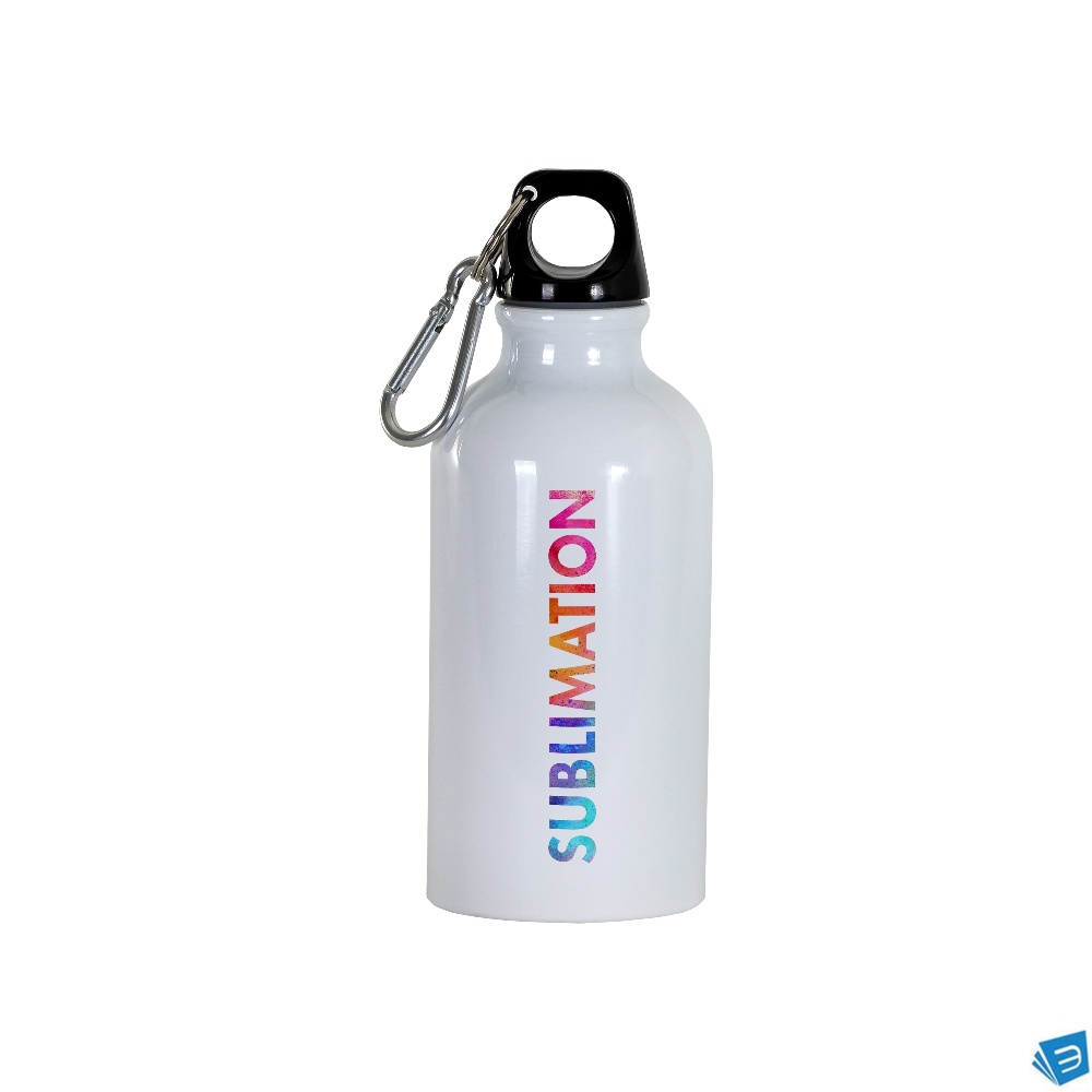 Borraccia in alluminio con moschettone, 400ml. Adatta per la stampa sublimatica