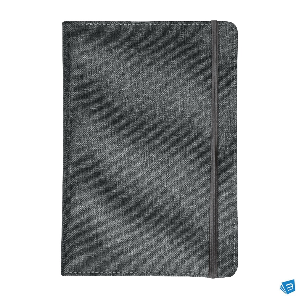 Quaderno con copertina in R-Pet, con elastico, fogli a righe color bianco