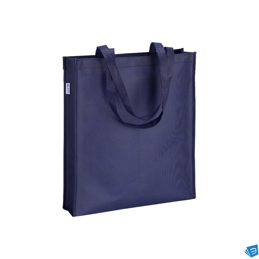 Shopper in R-pet 80 g/m2 con soffietto e manici lunghi