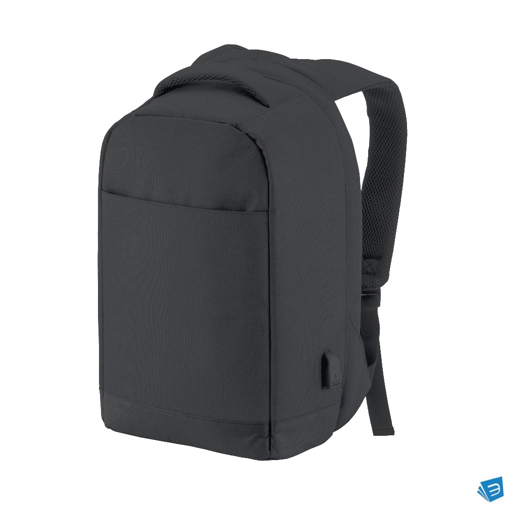 Zaino porta PC con chiusura antifurto, con presa USB,  in poliestere