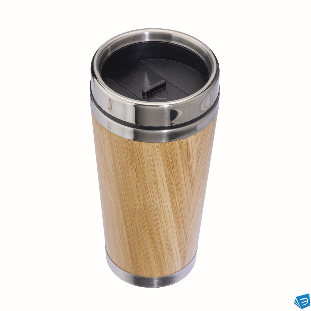 Tazza in acciaio inossidabile con rivestimento in bambú