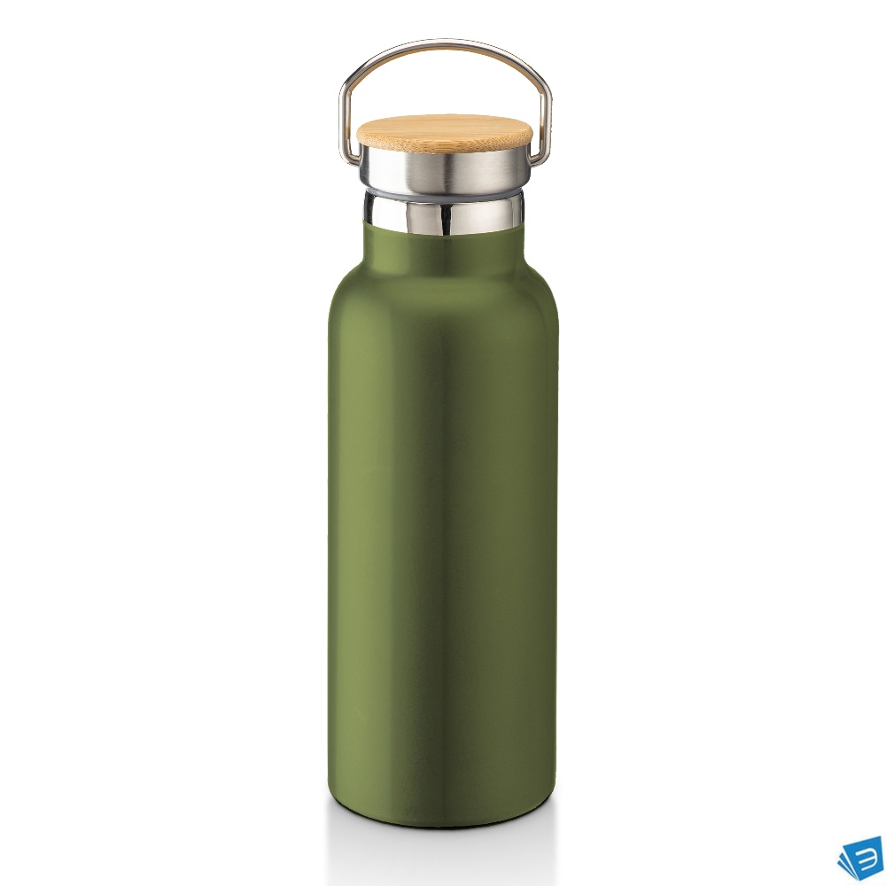Thermos in acciaio inossidabile (500 ml) con doppia parete isolante e tappo in bambù