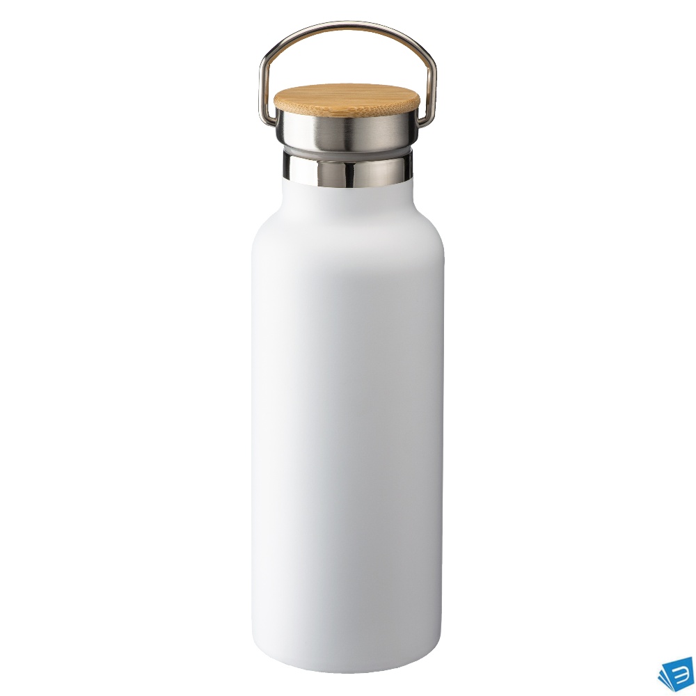 Thermos in acciaio inossidabile  con doppia parete isolante con tappo in bambú