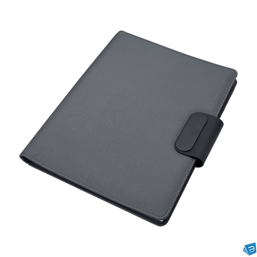 Cartella porta blocco A4 in R-PET con magnete di chiusura che si illumina personalizzabile