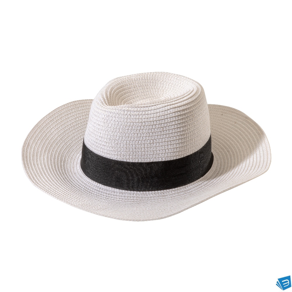 Cappello in paglia di carta con fascia elastica 3 cm applicabile e personalizzabile
