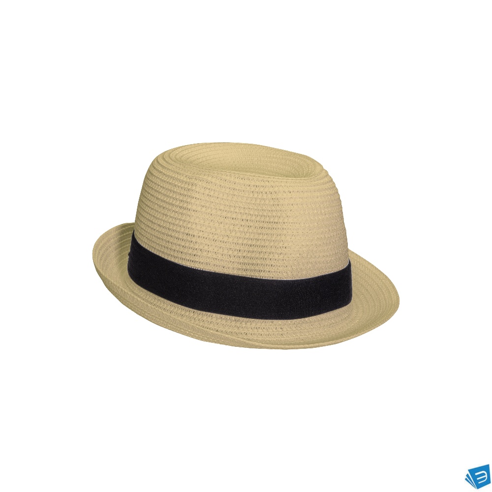 Cappello in paglia di carta con fascia elastica 3 cm applicabile e personalizzabile