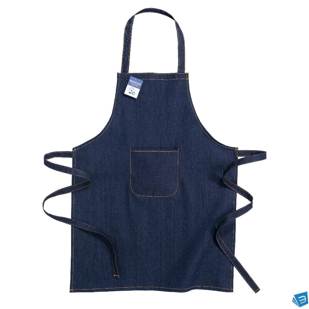 Grembiule in cotone denim riciclato  con tasca frontale