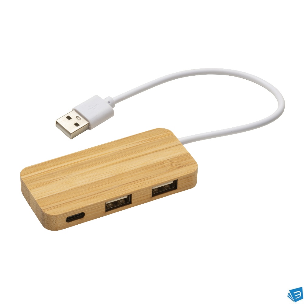 Hub  USB con 2 porte USB A e una porta type C, cavo integrato.