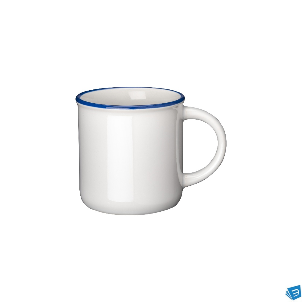 Tazza vintage in ceramica da 240 ml con rivestimento  per sublimazione. e bordo colorato
