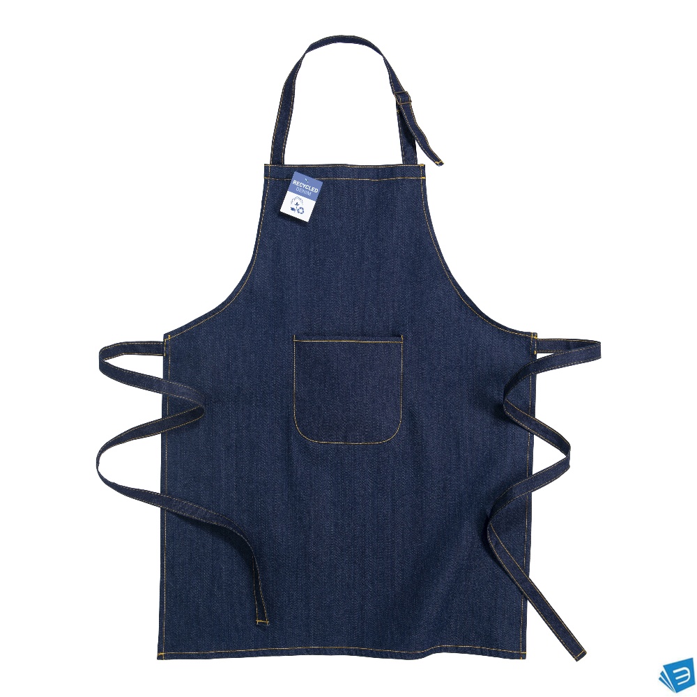 Grembiule in tessuto denim riciciclato con tasca frontale