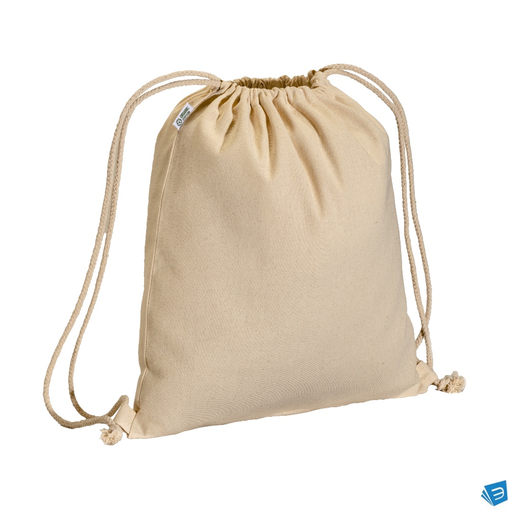 Zainetto in cotone biologico 220 g/m2, con chiusura a strozzo
