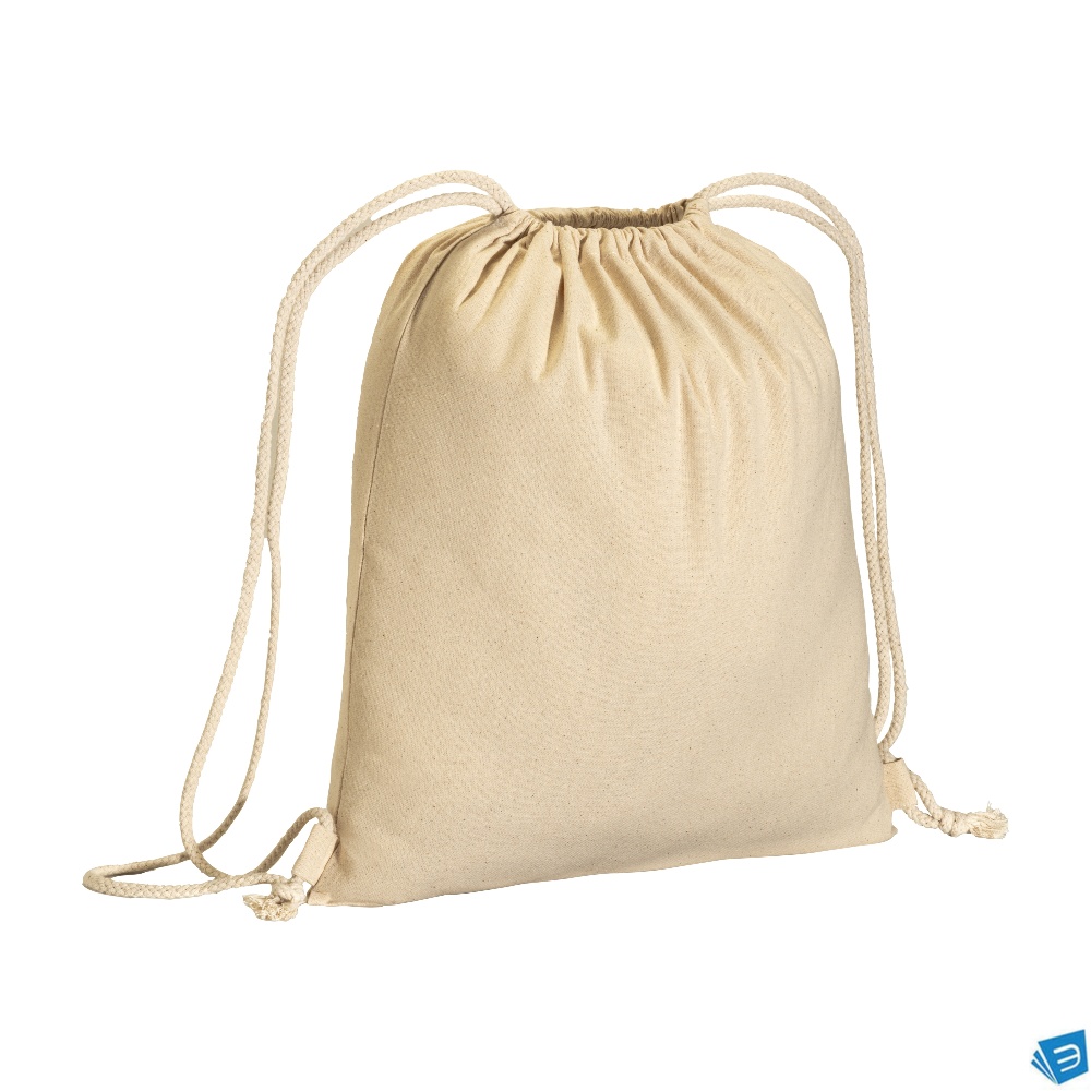 Zainetto in cotone 180 g/m2, con chiusura a strozzo