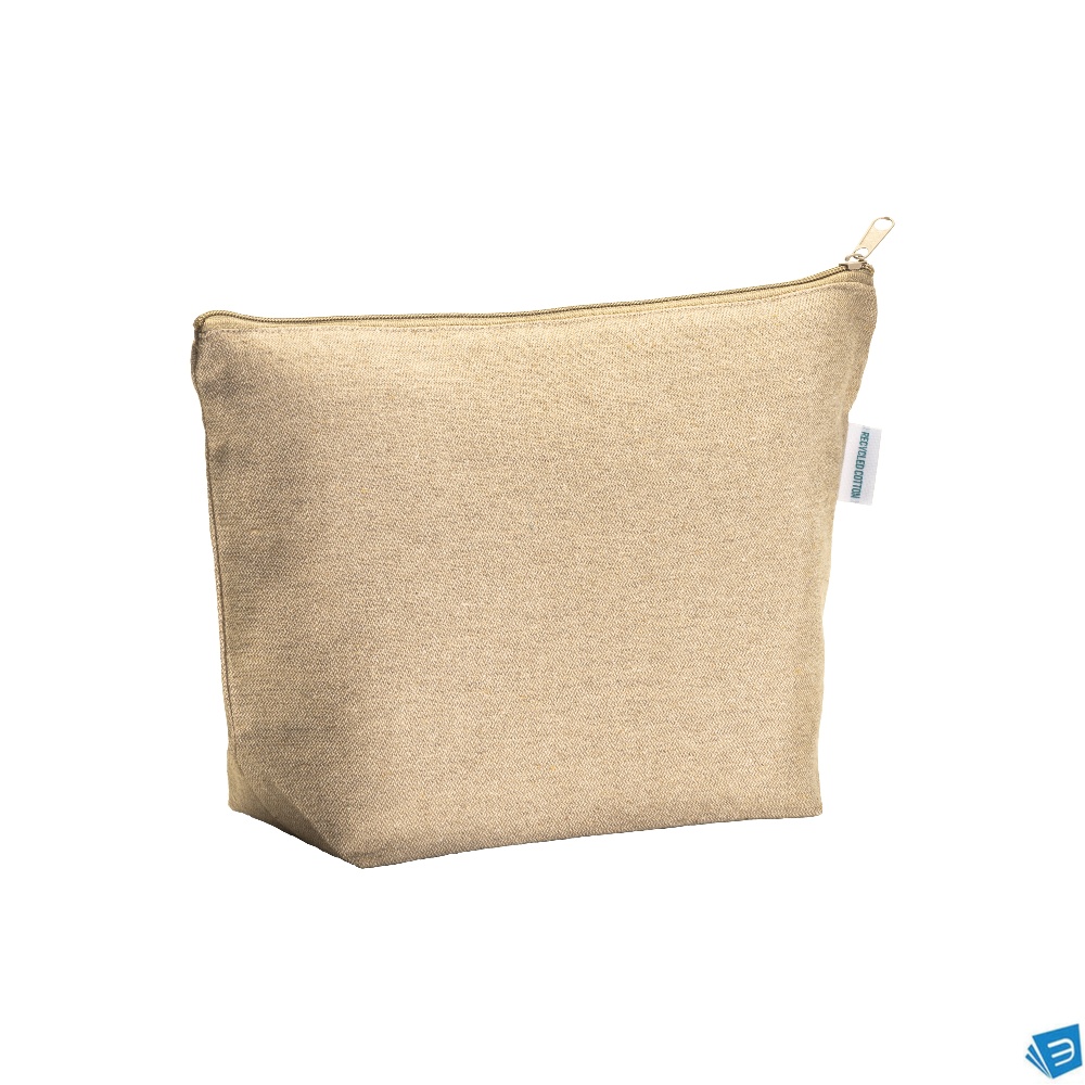 Beauty case in cotone riciclato 280 g/m2 con cerniera e soffietto alla base