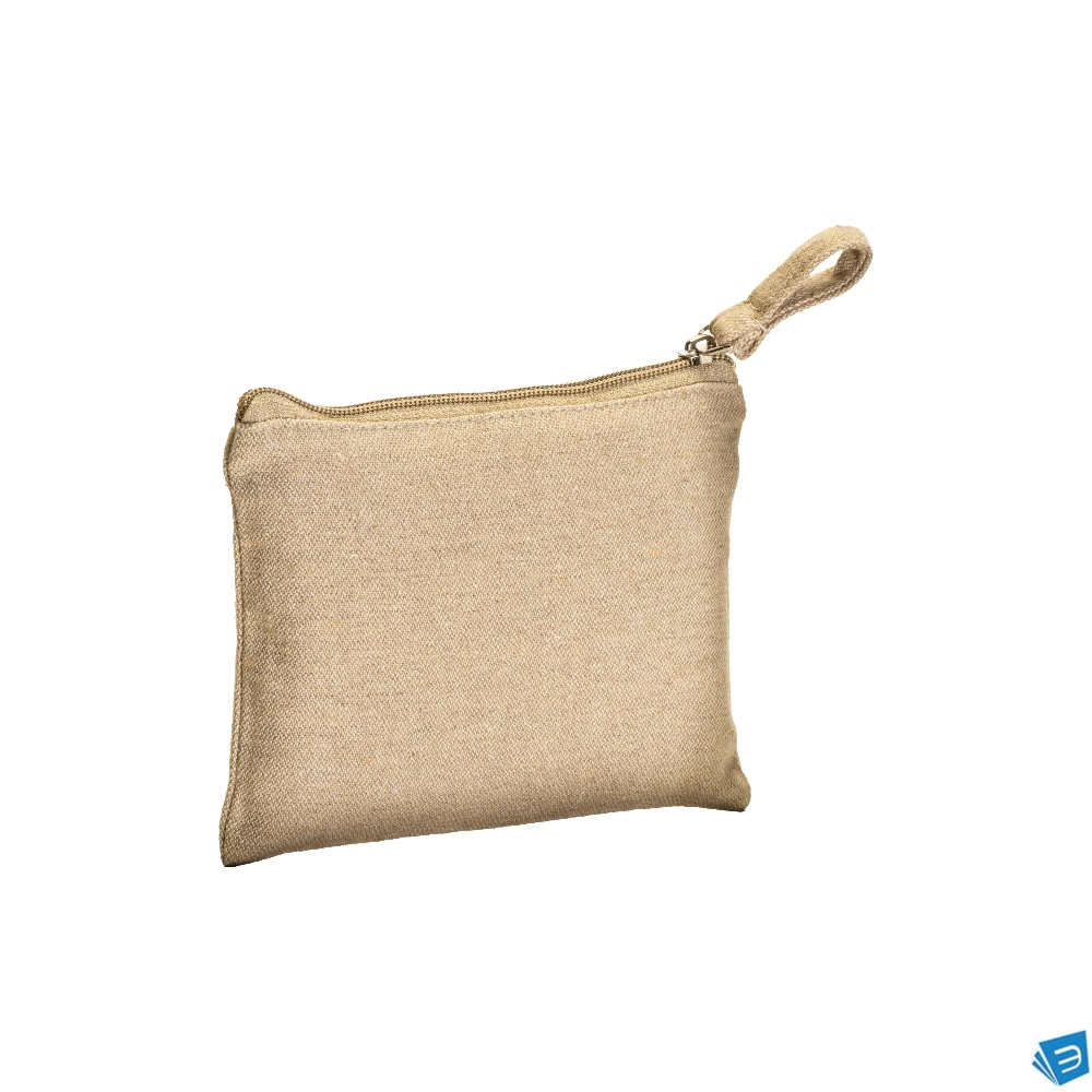 Beauty case/ porta monete in cotone riciclato 280 g/m2, con zip