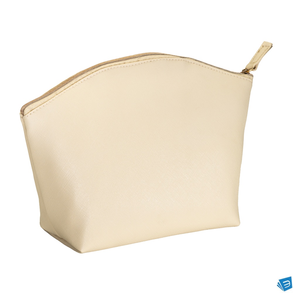 Beauty case multiuso in PU grana fine saffiano. Chiusura con zip e fodera interna