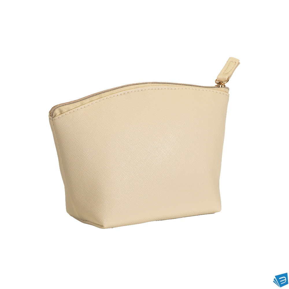 Beauty case multiuso in PU grana fine saffiano. Chiusura con zip e fodera interna