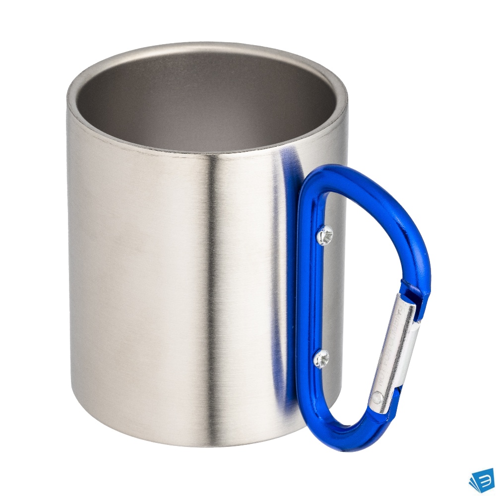 Tazza in acciaio con manico in alluminio a moschettone, 200 ml