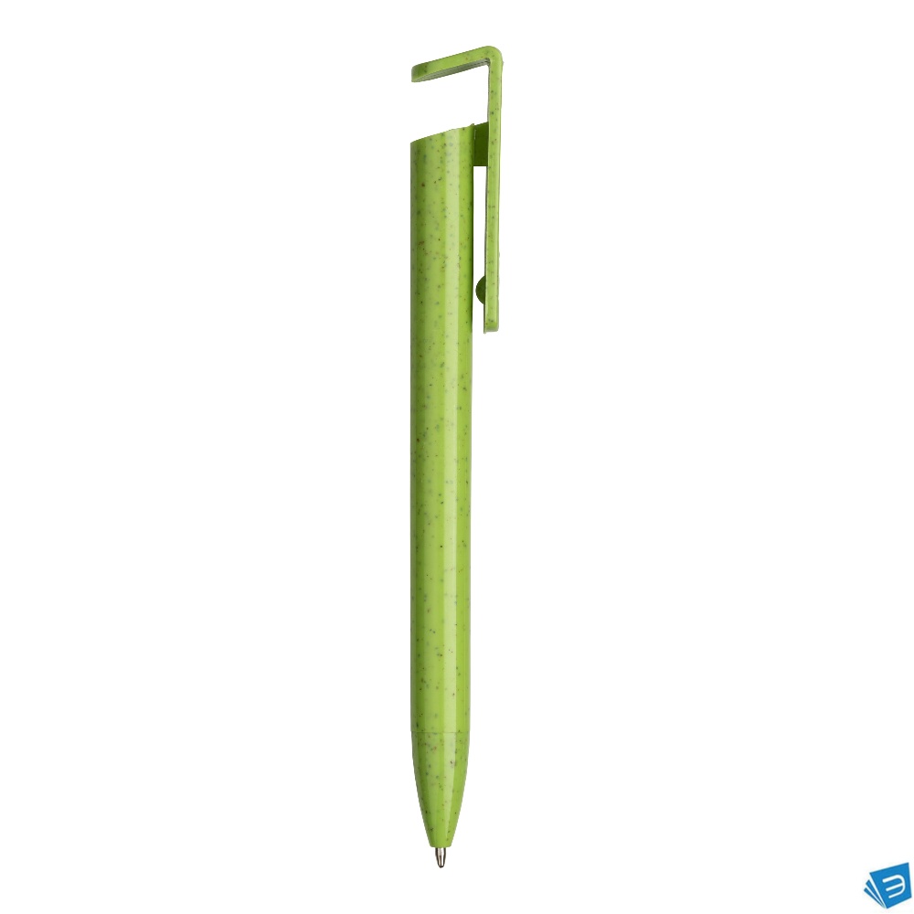 Penna twist in PP e paglia di grano con stand porta cellulare