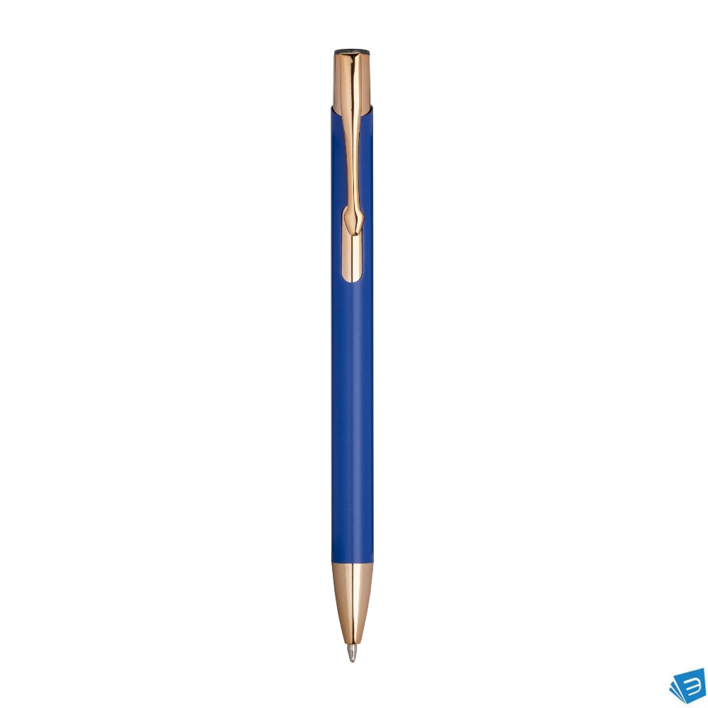 Penna a scatto in alluminio con particolari in metallo color oro rosa