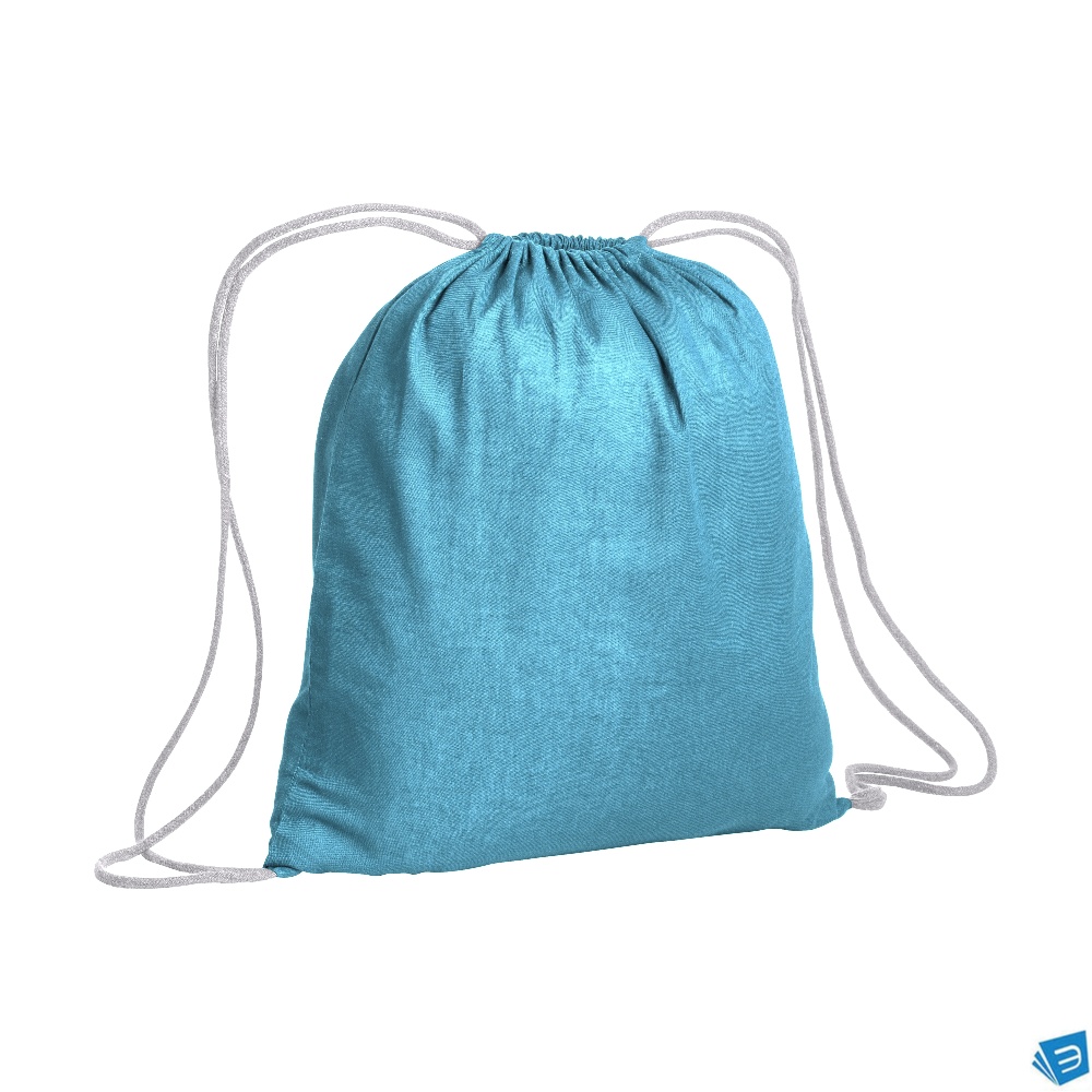 Zainetto in cotone da 120 g/m², con chiusura a strozzo. È certificato OEKO-TEX®.
