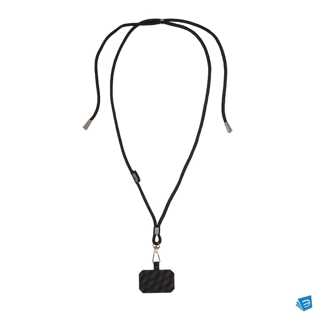 Cordino porta badge/cellulare in RPET con tag per personalizzazione