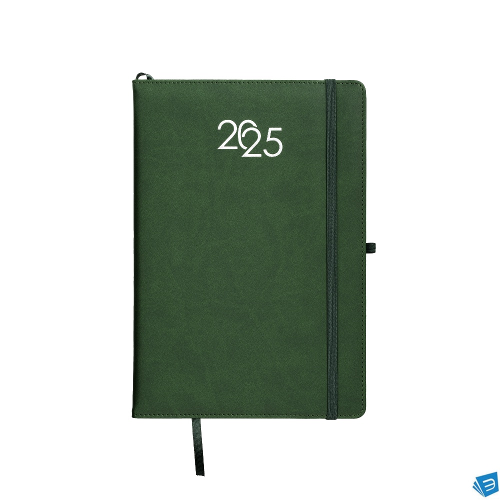 Agenda settimanale 2025 con copertina in PU riciclato con impuntura perimetrale