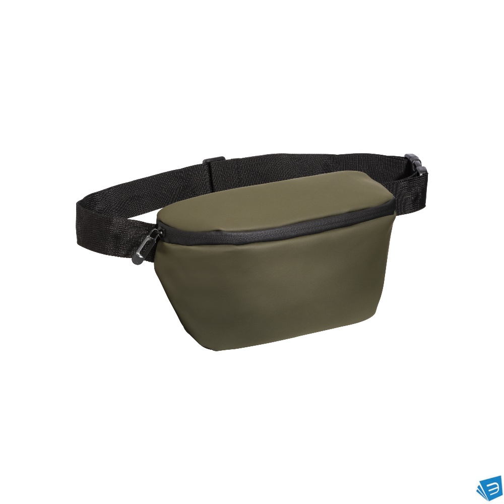Marsupio in soft Pu water resistant con cintura regolabile. Cerniera zip water resistant